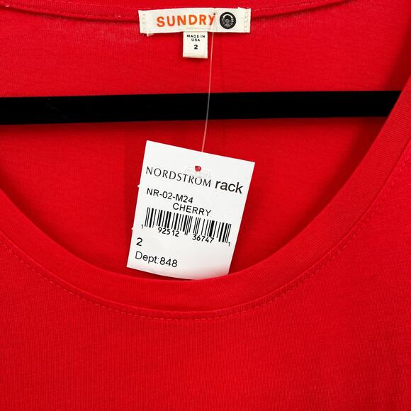 Sundry Cherry Red Ruffle Long Sleeve Tee NWT Size 2 (Medium) - Picture 5 of 10